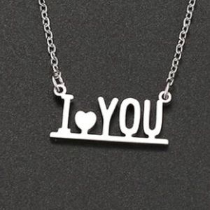 Stylish 'I Love You' Stainless Steel Silver Necklace Accessory Jewelry